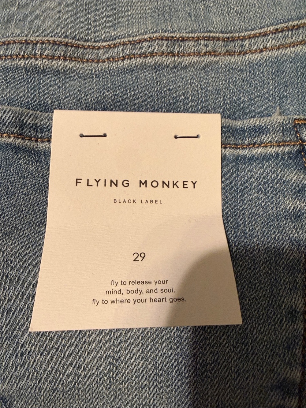 Flying Monkey Light Blue Flare Jeans with Raw Hem with lots of stretch - Picture 2 of 4